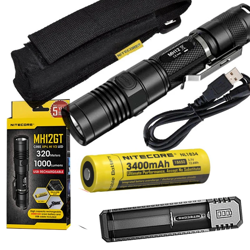 NITECORE MH12GT 1000 люмен LED 18650 3400mah аккумулятор USB Перезаряжаемый Фонарик спасательный