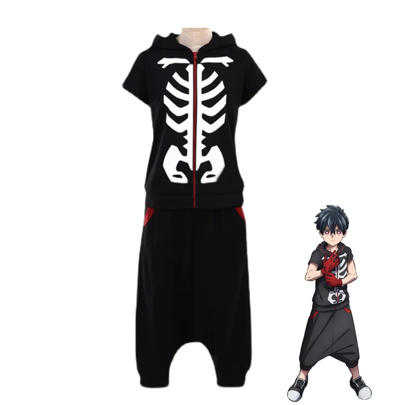 

Anime Kemono Jihen Cosplay Costume Kusaka Kabane Cosplay Costume Men Uniform Skeleton Halloween Top Pants Full Set