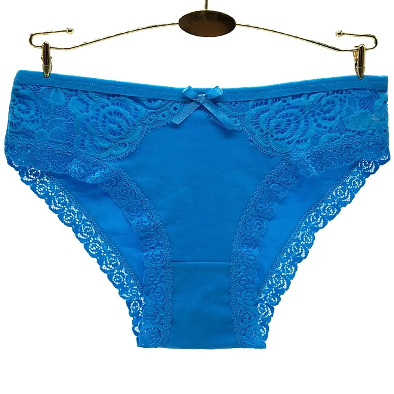 Blue AIDEVER кружевное цветочное сексуальное нижнее белье для женщин хлопковые удобные трусики пуш-ап для девочек повседневное сексуальное искушающее Бикини дамское белье - Цвет: Blue