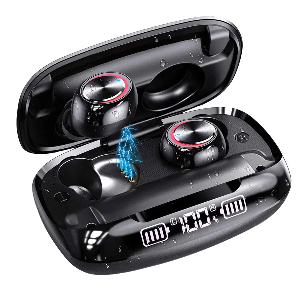 

Wireless Earbuds Bluetooth 5.0 In-Ear Headphones With Wireless Charging Case Digital LED Display IPX7 Waterproof Earphones