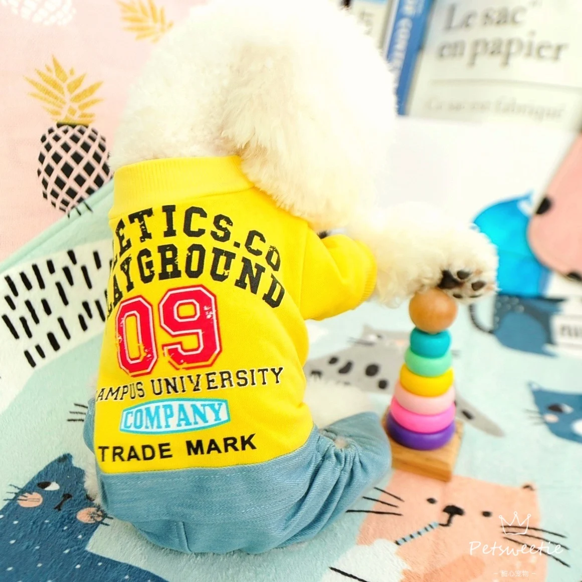 Милые джинсовые комбинезон для собак пижама сезон осень зима Флисовая куртка