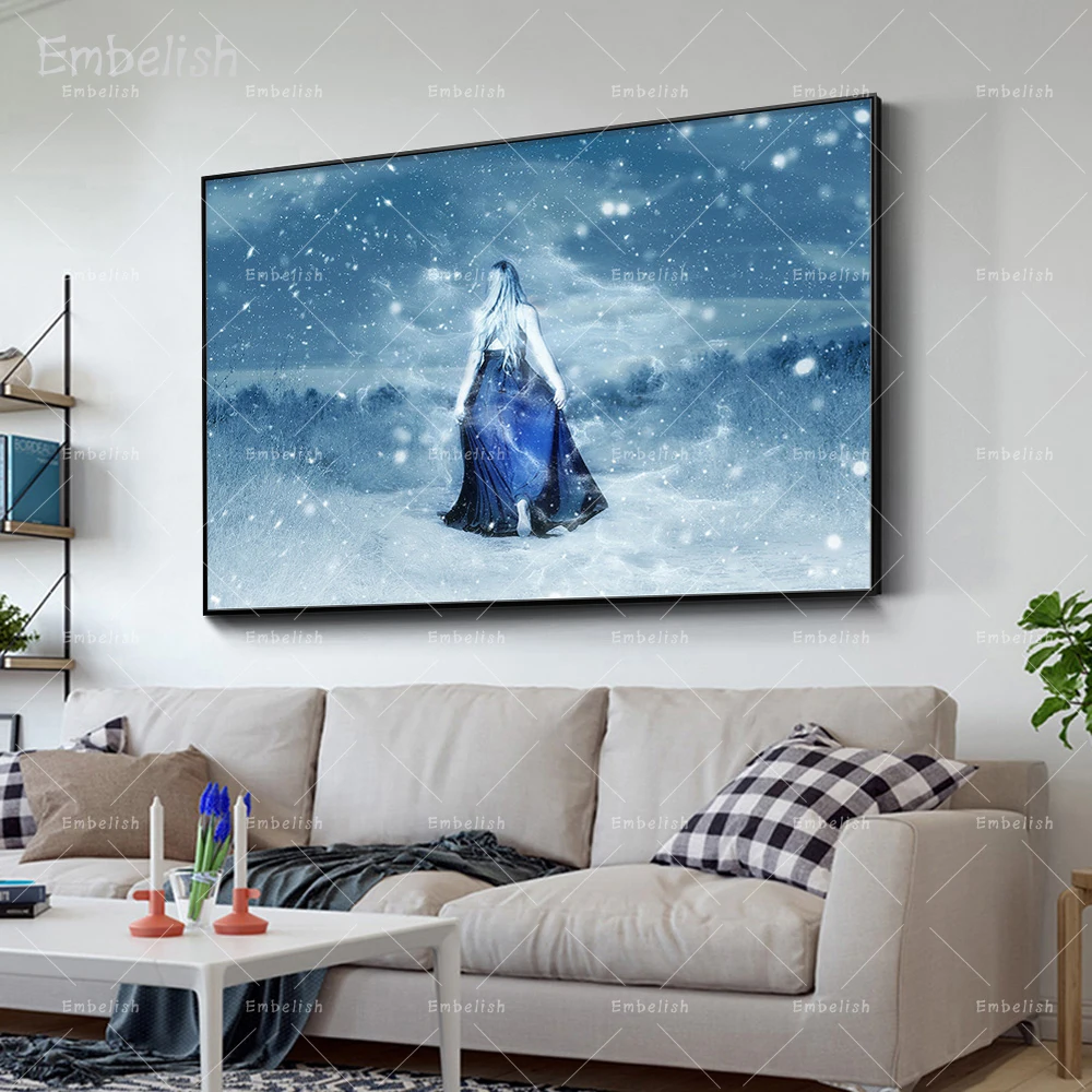 

Embelish 1 Pieces Large Girl In Snow Landscape HD Print On Canvas Paintings Home Decor Wall Art Posters Bedroom Poster