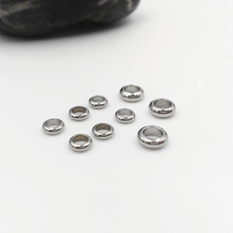 50pcs/lot Stainless Steel Round Spacer Beads 2 3 4 5 6mm Hole Size European Charm for Bracelet DIY Jewelry Making | Украшения и