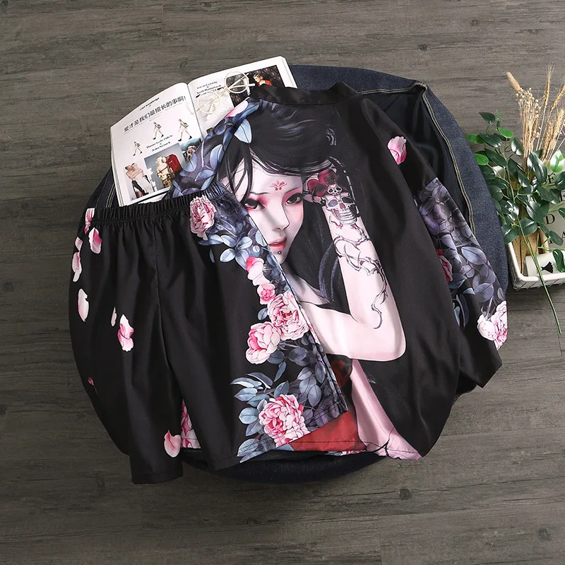 Мужские летние кимоно с принтом Yukata пляжные шорты в стиле бохо Haori азиатская