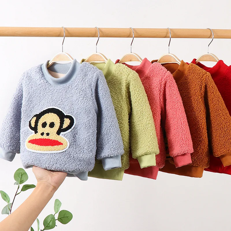 Children's Fleece Padded Sweater Warm Top Baby Boys Girls Clothing Tops Cartoons Toddler Kids Clothes for Baby Boy Girl Sweaters