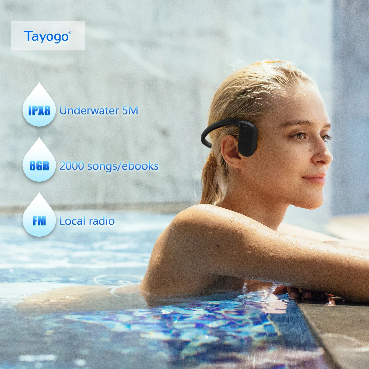 Tayogo W01 водонепроницаемые наушники с костной проводимостью 8 Гб MP3 плеер для плавания с fm-радио IPX8 спортивные наушники для дайвинга Runing