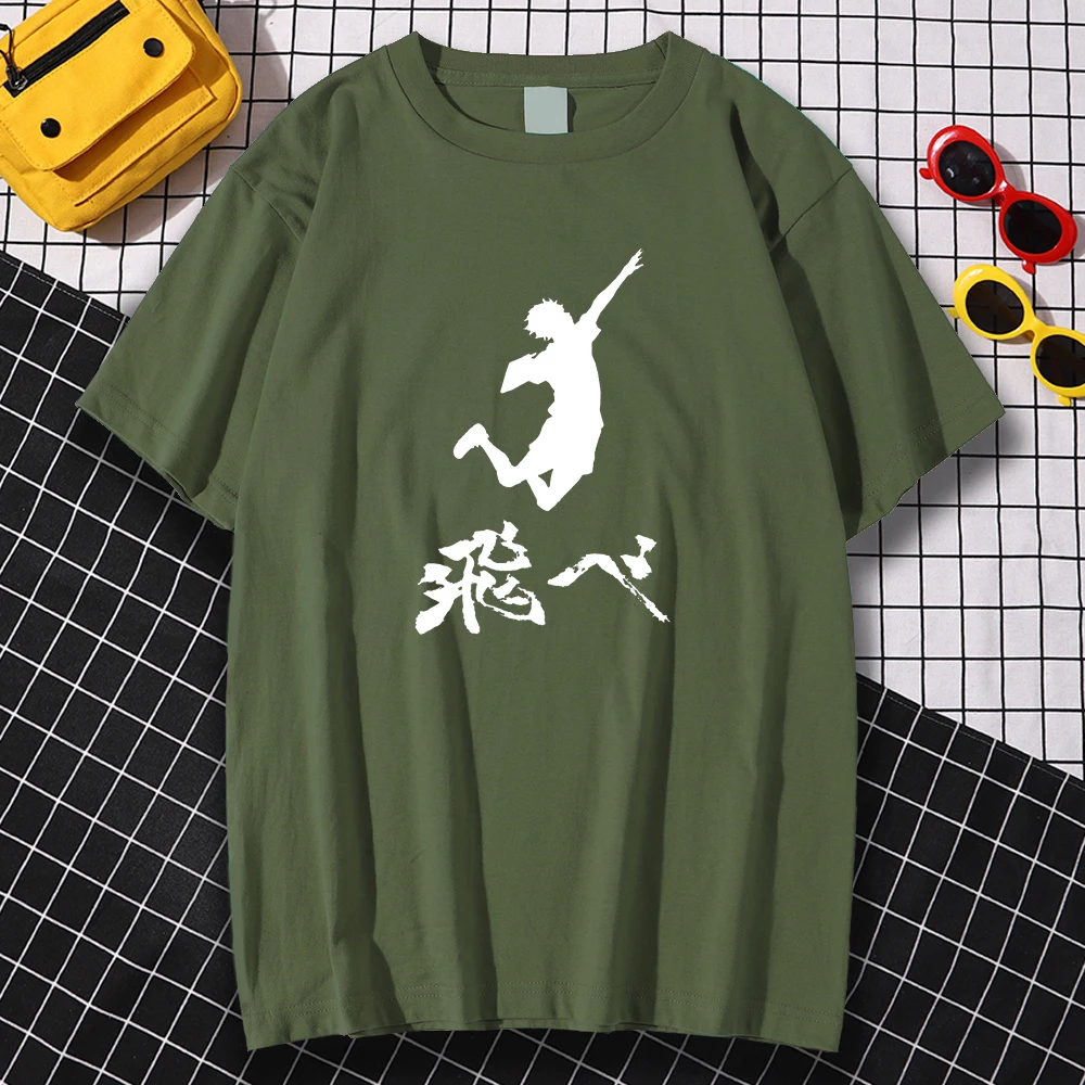 

Хлопковая Летающая крутая белая мужская футболка Haikyuu с мультяшным принтом, новинка 2021, летняя футболка, топы, футболки, повседневная мужска...