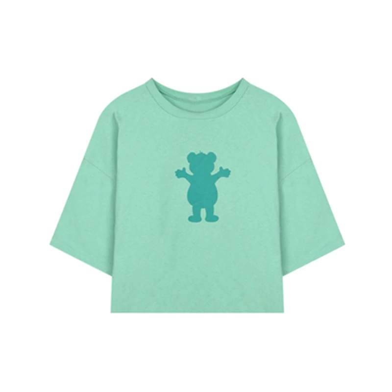 

2021 Summer New Bear Cartoon Print T-shirt Female Short-sleeve Half-sleeve T-shirt Top Graphic T Shirts Women Shirts M116