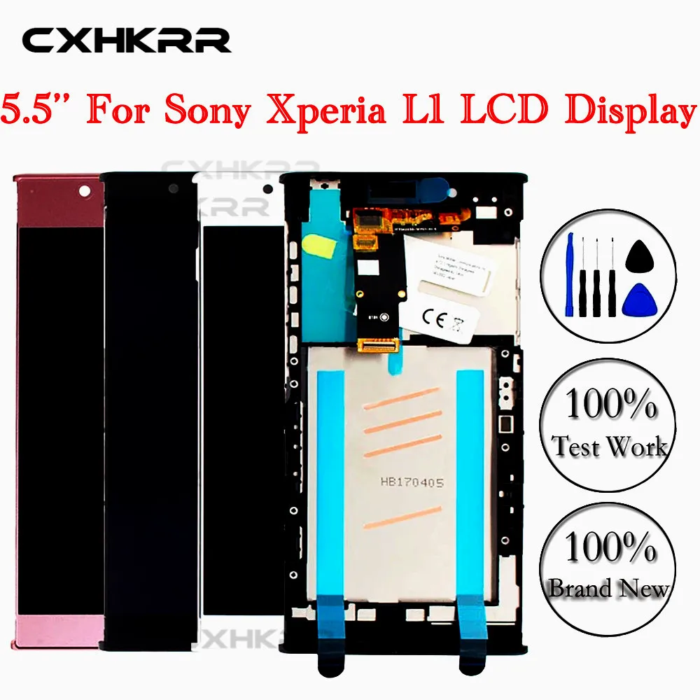 

Оригинальный ЖК-дисплей 5,5 дюйма для Sony Xperia L1 G3312 сенсорный экран дигитайзер Сенсорная панель в сборе G3311 G3313 без рамки