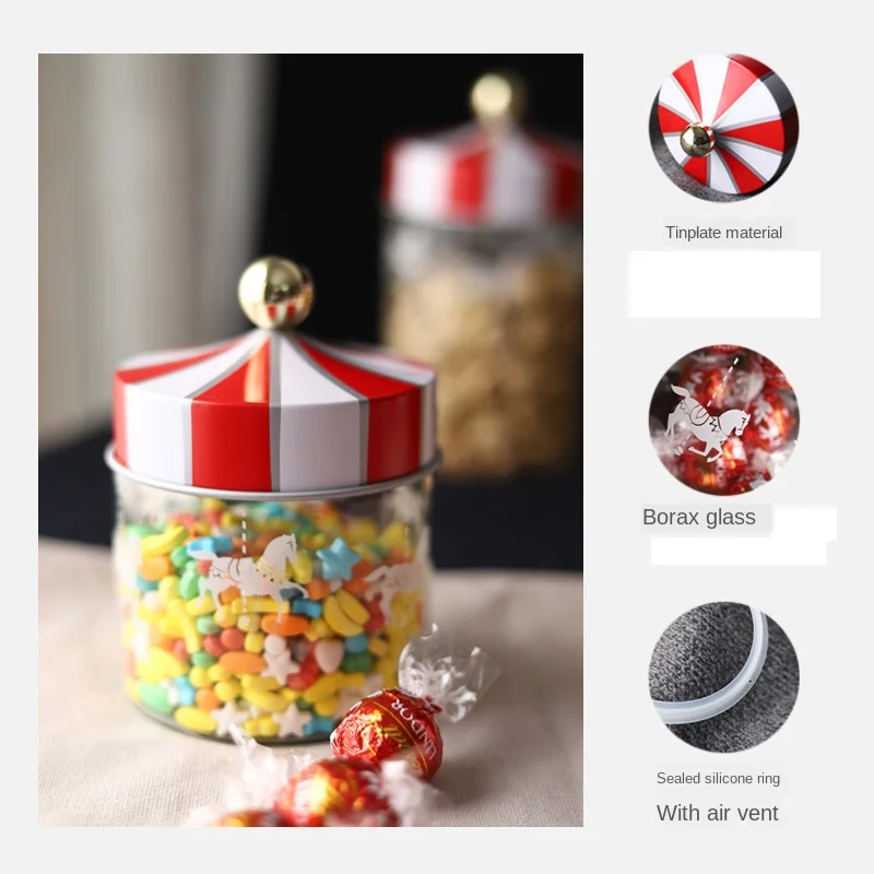 Герметичная стеклянная сахарная банка с Каруселью контейнер для хранения кофе