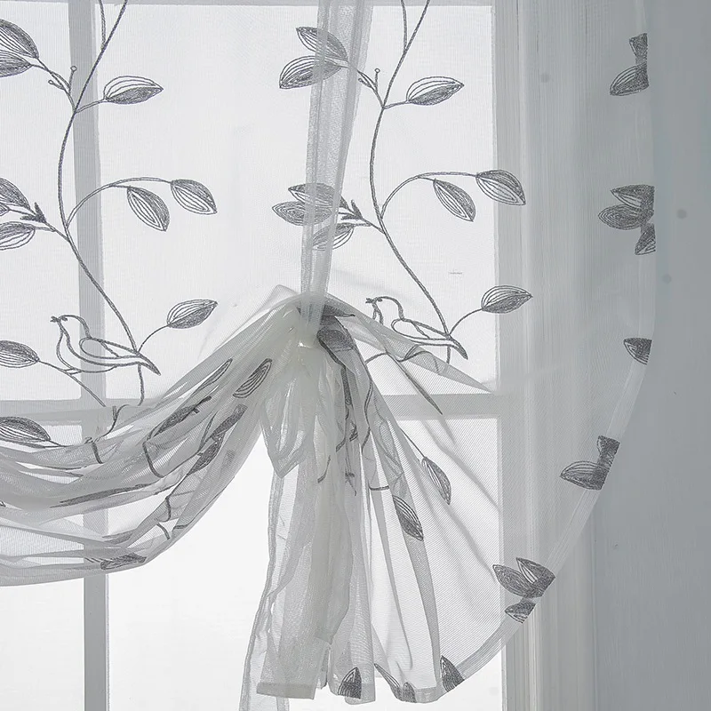Римские шторы вышитые кухонные тюль с листьями подходит для кухни спальни и