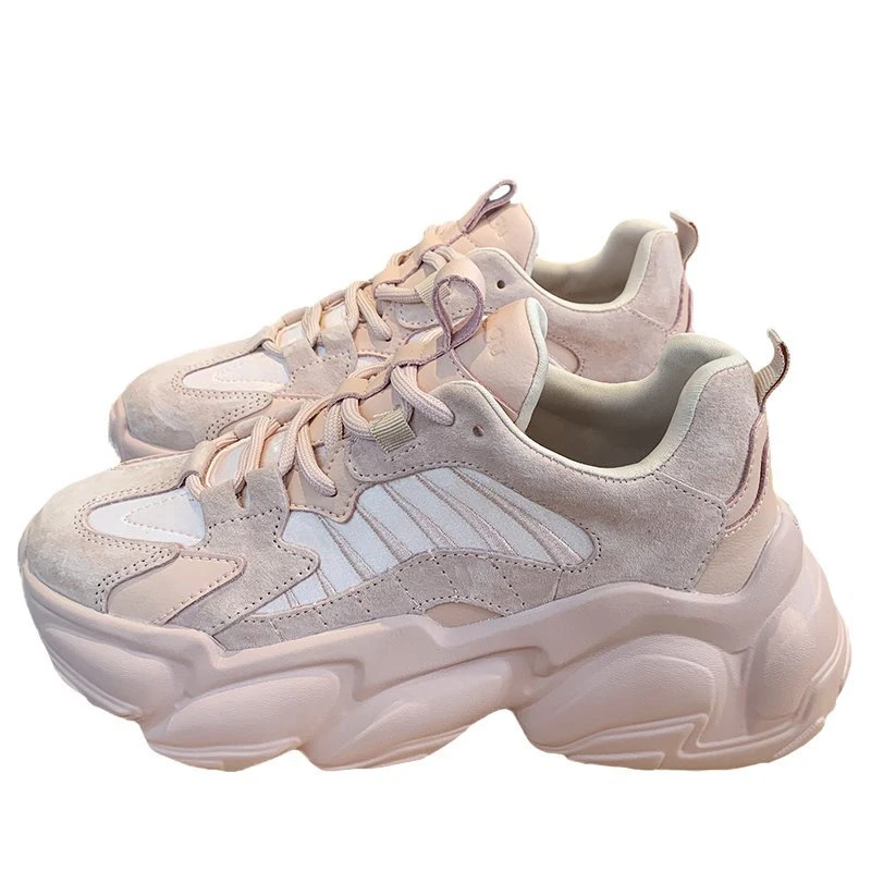 

2021 New Women's Sneakers Vulcanize Shoes Korean Fashion New Female Black Pink Platform Thick Sole Running Casual Shoes Woman