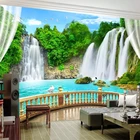 Фотообои на заказ, водостойкие, нетканые, с 3d-изображением водопада, пейзажа, гостиной, телевизора