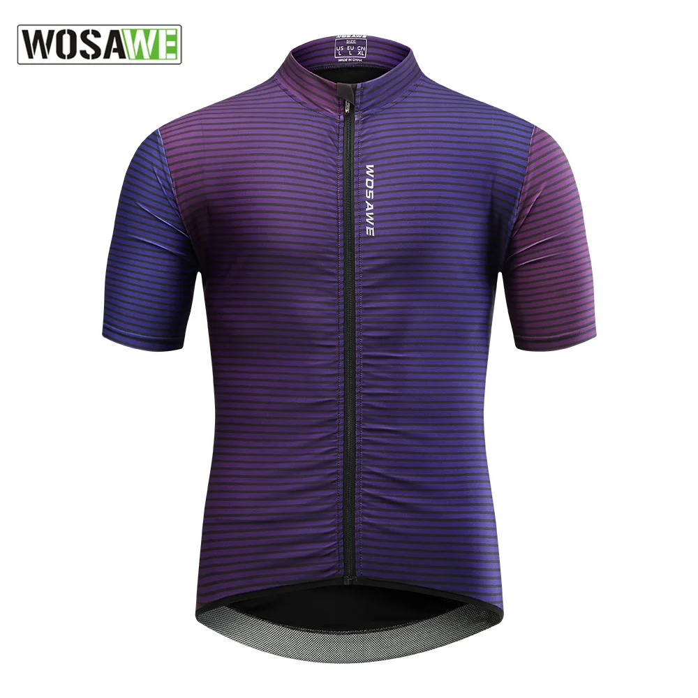

WOSAWE 2021 New Cycling Jersey Men Short Sleeve Purple Summer Breathable Quick Dry Road Bike Shirt Bicycle Jersey Cycle Clothing