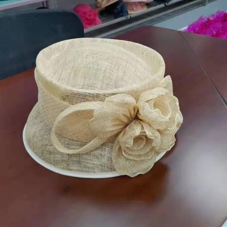 

Wholease Sinamay Hat Women Church Fascinators Wedding Dress Kentucky Derby Headpiece Elegant Party Fedora Hats Party Chapeau