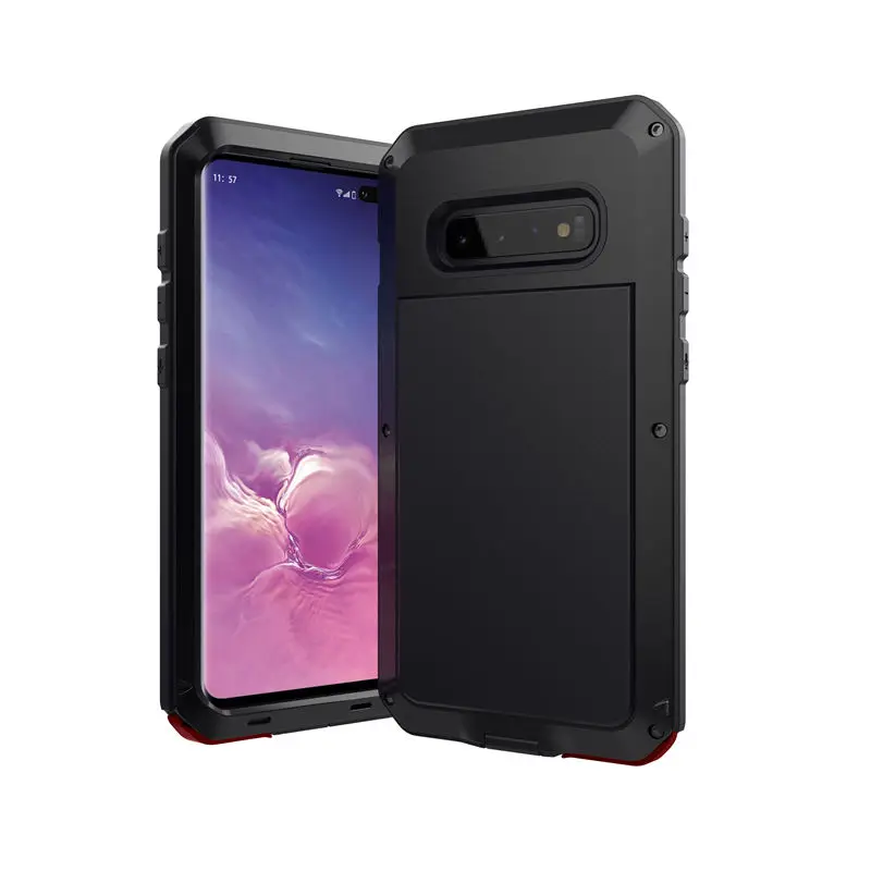 Сверхпрочный защитный чехол из закаленного стекла для samsung Galaxy S10 S10 Plus, противоударный металлический корпус Doom Armor для samsung S10 E S10 - Цвет: Black