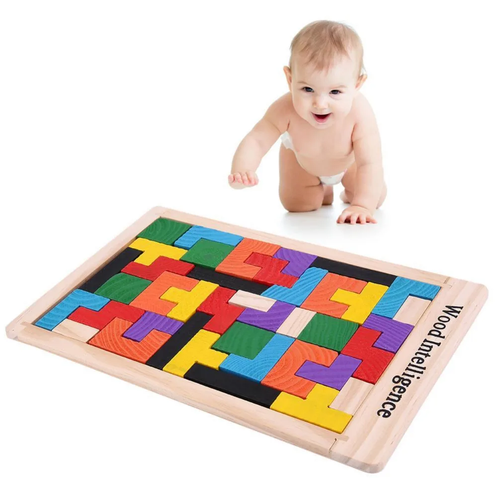 Красочные деревянные Tangram головоломки игрушки тетрис игра дошкольного волшебства интеллектуальная развивающая детская игрушка подарок