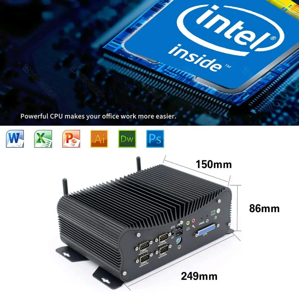 Промышленный мини-ПК Intel Core i5 8250U Kaby Lake 7267U с 14-контактным портом GPIO LPT DB9 COMs CMOS ATX ddr4