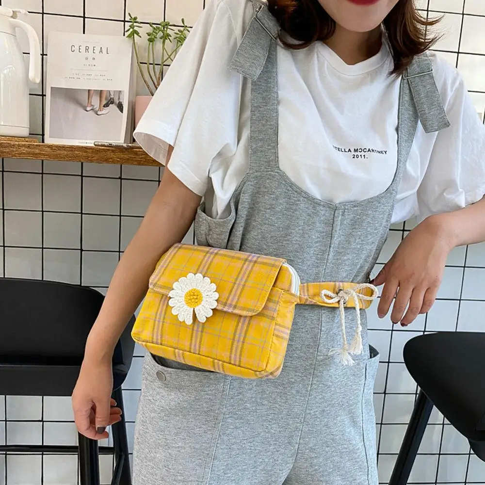 

Women's Bag Daisy Plaid Canvas Bag Women's Crossbody Shoulder Bag Internet Red Mobile Phone Cloth Bag