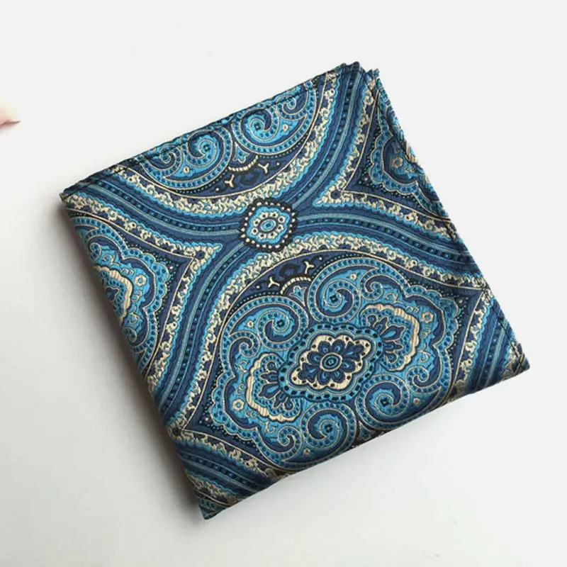F090 Paisley Мужской Шелковый платок тканый узор в горошек Пейсли мужской деловой Повседневный квадратный Карманный платок свадебные Hankies F80-100 - Цвет: F090 Paisley