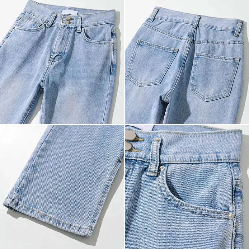 

GOPLUS Jeans Woman High Waist Jeans Streetwear Light Blue Denim Trousers Vintage Split Flare Pants Women Korean Pantalon Femme