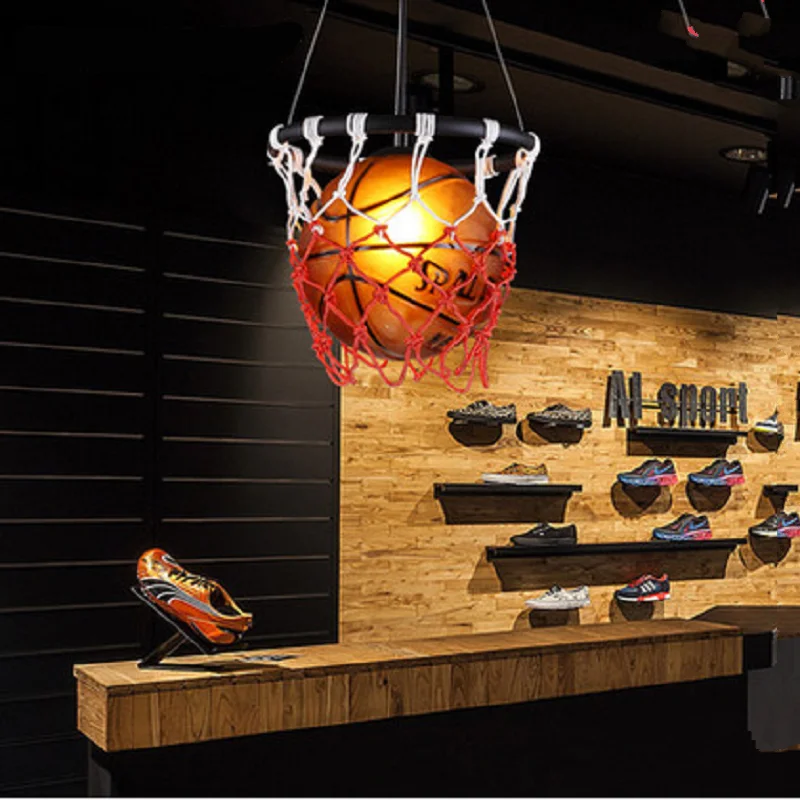 

American Basketball Chandelier Creative Luminaire Children's Room Bedroom Lustres Pendentes Wine Bar Sports Market Hanging Lamp