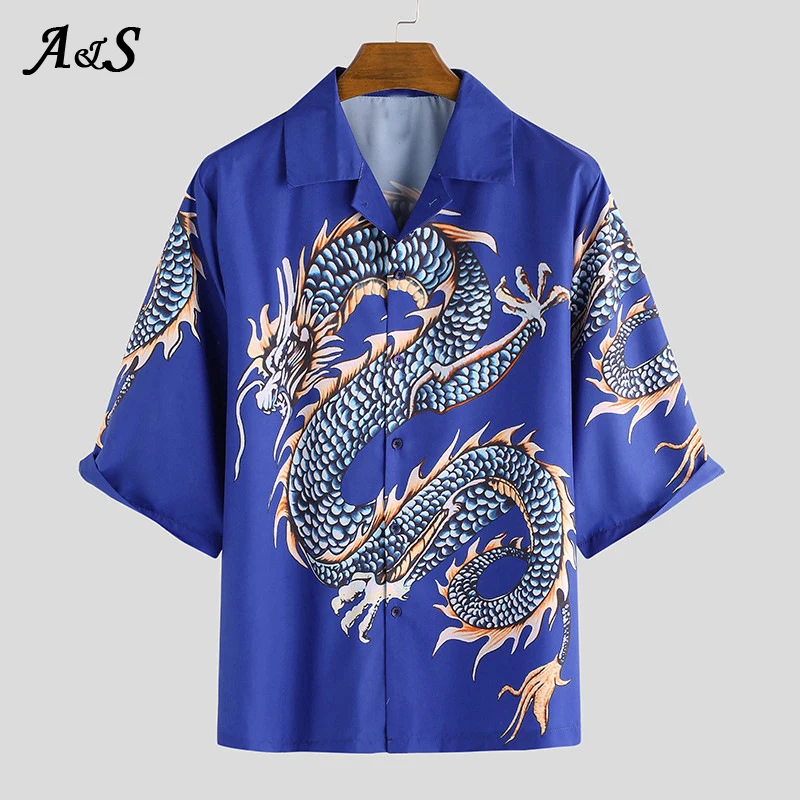 Anbenser 2020 Summer Women Tops Harajuku Blouse Women Dragon Print Short Sleeve Blouses Shirts Female Streetwear Plus Size XXXL