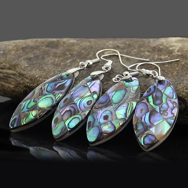 Натуральный Абалон ракушка кулон из бисера серьги крючки для сережек Овальный