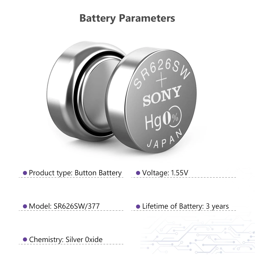 25 шт. SONY батарея монетного типа для часов 1 55 V AG4 377A 377 LR626 SR626SW SR66 Кнопочная