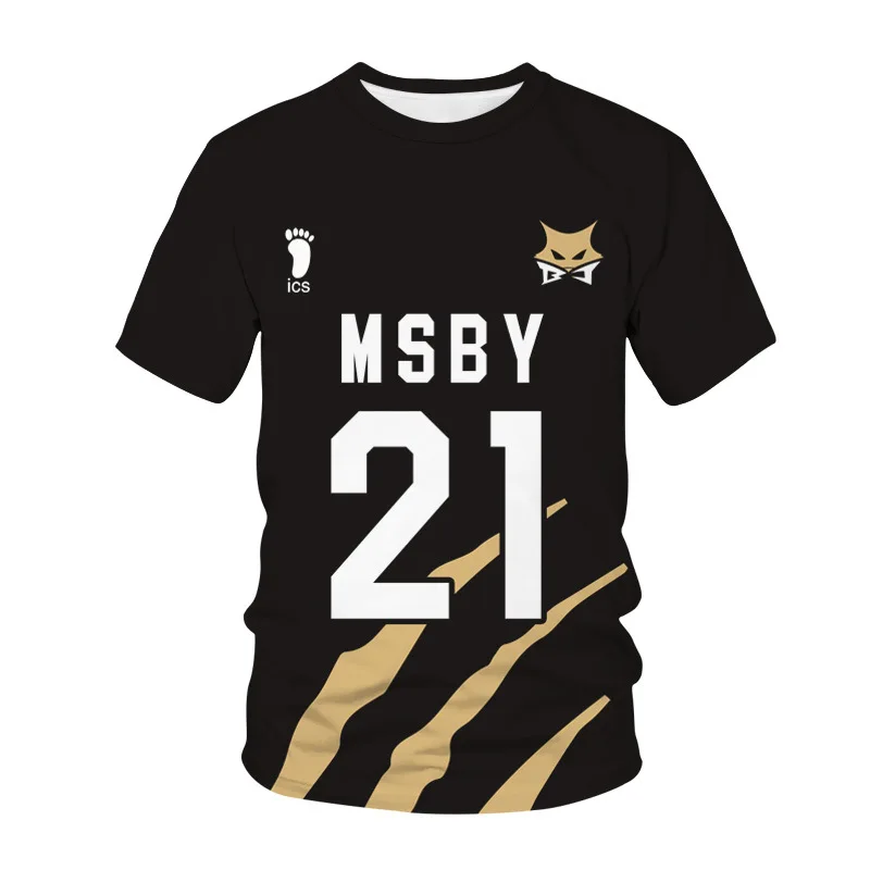 

3D Digital Printed Men's Volleyball Junior Black Wolf MSBY Summer Short Sleeve Top Junior popular logo T-Shirt men clothing