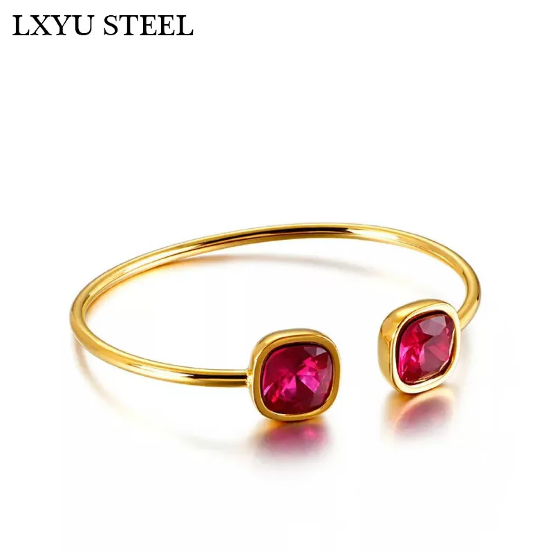 Браслеты женские из нержавеющей стали открытый наручный браслет с драгоценным