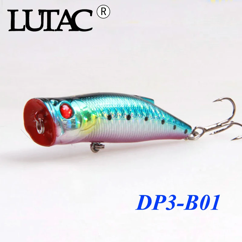 Поппер для рыбалки наживка 70 мм 10 г Плавающие тройные Крючки topwater ABS hard plastic lure