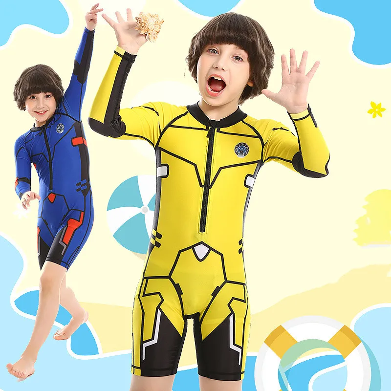 

Children Wetsuits Rash Guards Girl Boy Kids Swim Diving Surfing Suit Uv Protection Long Sleeve One Piece Swimsuit Bathing Suit