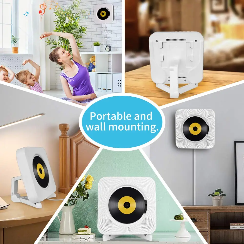 Настенный Bluetooth CD плеер дистанционное управление FM радио встроенный HiFi