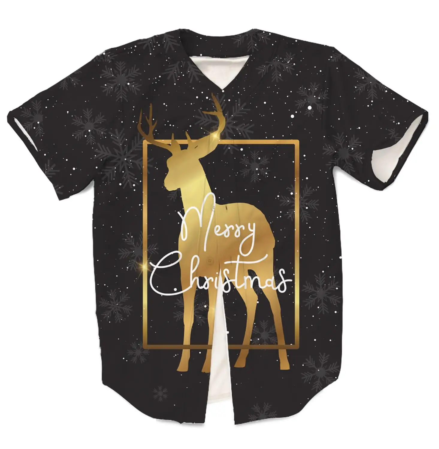 

Real US American Size Merry Deermas high quality 3D Sublimation Print Button up Jersey plus size 3xl 4xl 5xl 6xl