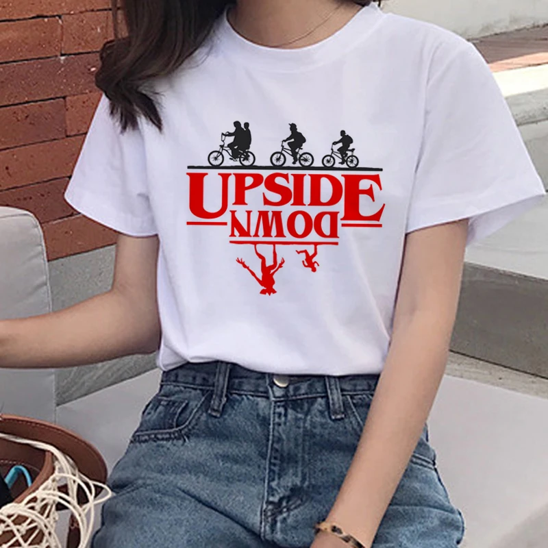 Новая футболка Stranger Things Harajuku Ullzang женская с перевернутыми ногами Eleven Funny 90s Graphic