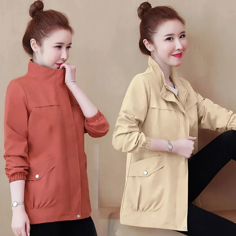 

2022 New Jacket Women Spring Summer Windbreaker There Are Lining Was Thin Mid-Length Female Coat Printed Lady Jackets