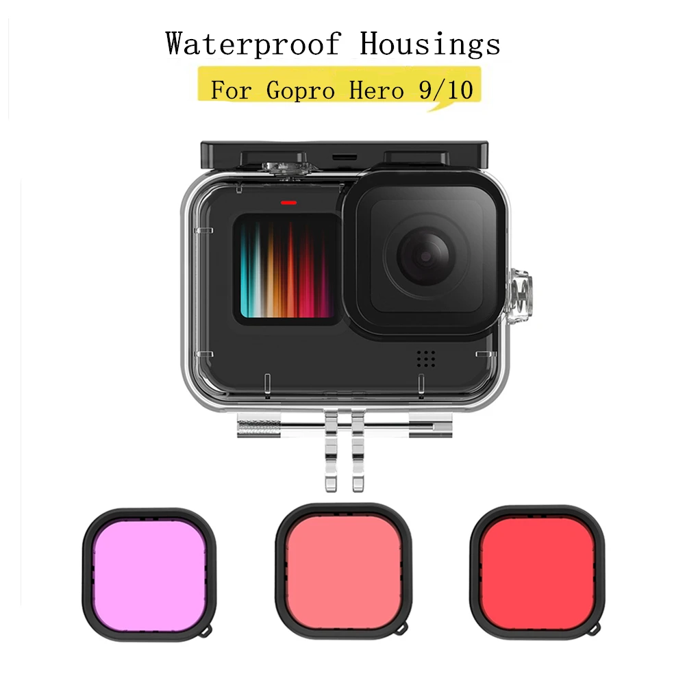 

50M Waterproof Case Underwater Tempered Glass Diving Housing Cover Lens Filter for GoPro Hero 9 10 Black Camera Accessories
