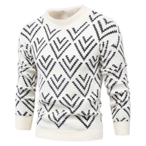 Новинка 2020, Мужской пуловер с воротником средней длины, тонкий свитер с длинным рукавом, повседневный модный мужской свитер, мужская одежда