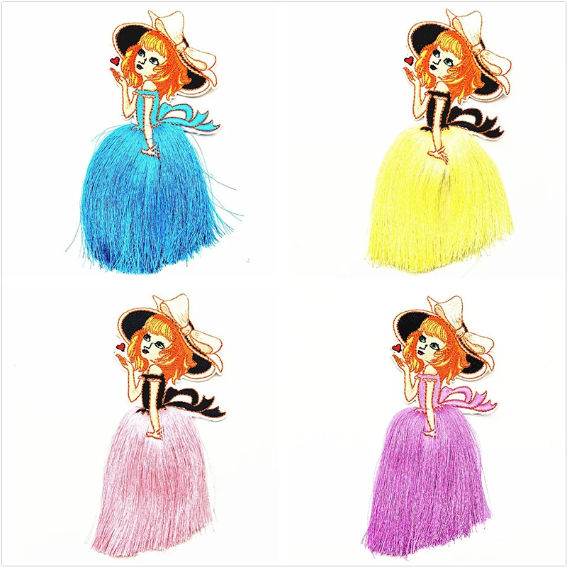 1 шт. Мультяшные нашивки с кисточкой модные милые девушки прекрасная вышивка