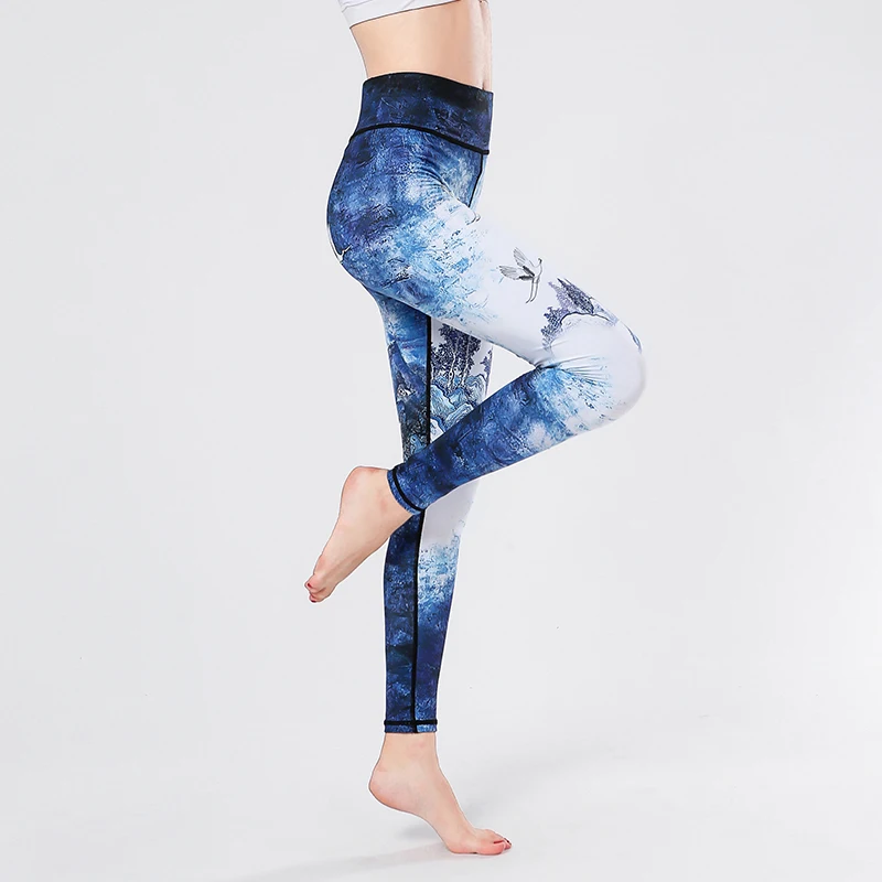 

High Waist Yoga Pants Women's Fitness Sport Leggings Stripe Printing Elastic Gym Workout Tights S-XL Running Trousers