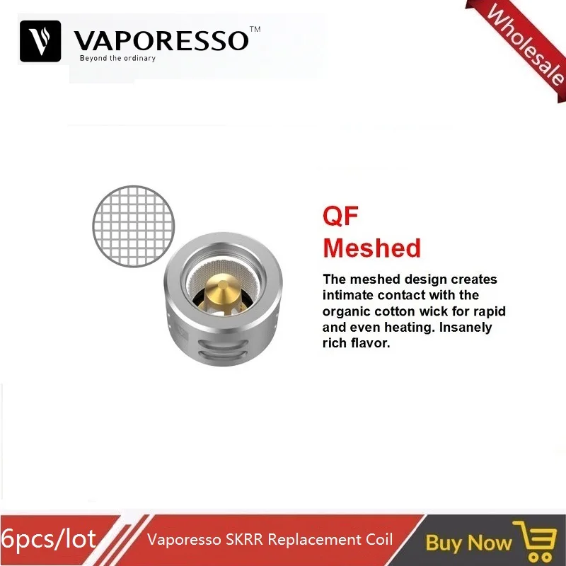 6 шт. оригинальный спираль Vaporesso 0.2ohm QF Mesh 0.15ohm полоски Vape Core для SKRR Atomizer Luxe S Kit