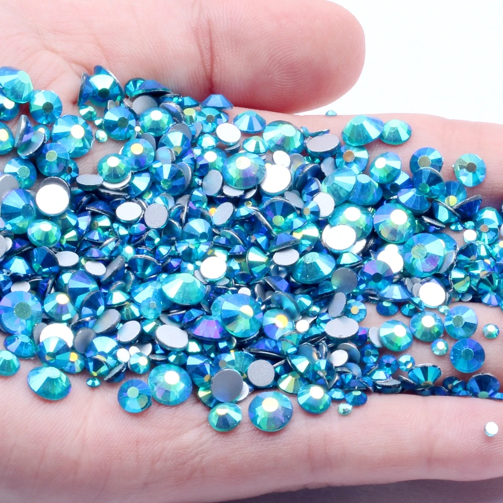 Малахитовый синий/Темный Аквамарин АВ с плоской задней частью Стразы прямой