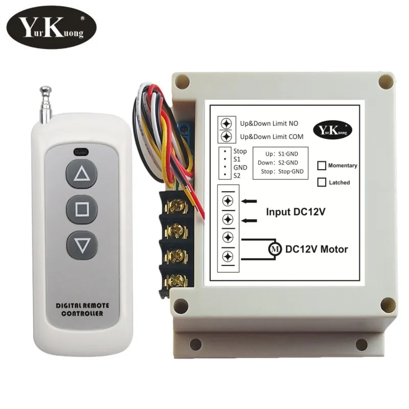 External Button Remote Control Motor Wireless Switch 12V 40A 400W Forwards Reverse Stop Up Down Stop Remote Control Switches