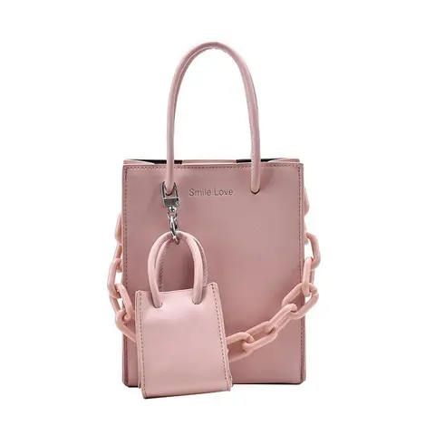 Женская акриловая сумка-тоут, Модный комплект из 2 предметов, однотонная кожаная сумочка на плечо, маленькие повседневные Дизайнерские клатчи через плечо