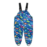 kids girls and boys waterproof suspender rain pants cartoon print strriup rain bib overalls