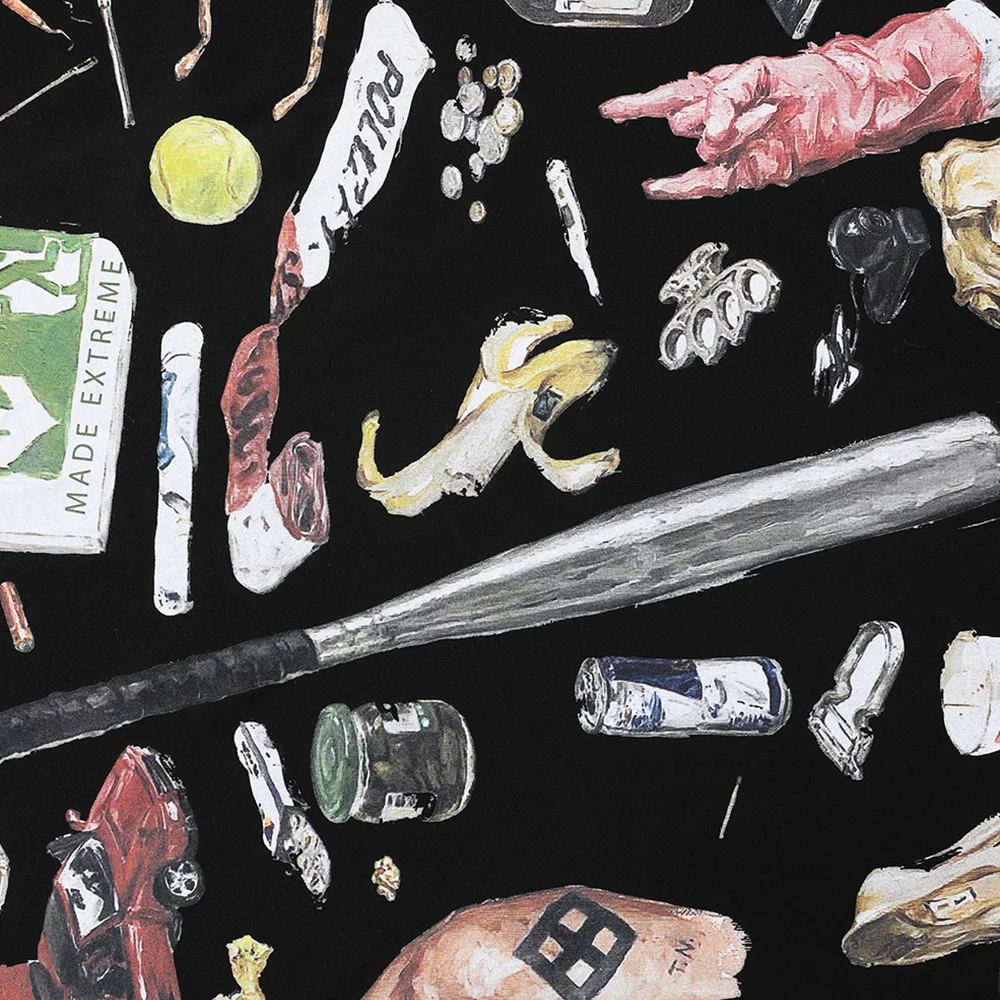 

JING ZHE Loose T Shirt Men Baseball Skull Vaporwave Painting Printed Tops High Street Streetwear College Style Men's Tees Shirts