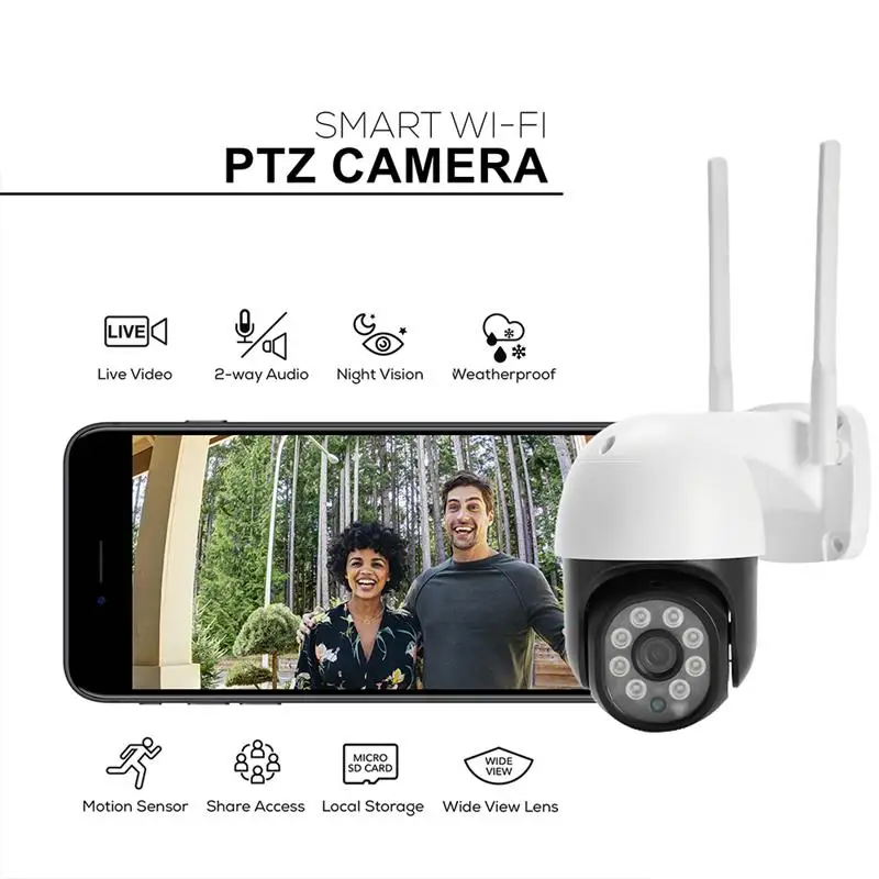 

CHPT2 PTZ WiFi IP Dome Camera 1080P 2MP Digital Zoom IP66 Waterproof Wireless Security CCTV System Camera Audio Surveillance