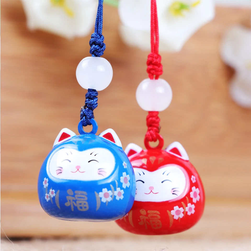 

Cute Japanese Musical Bell Lucky Cat Keychain Maneki Neko Smartphone Charm Omamori Phone Strap Pendant Couple Kids Birthday Gift