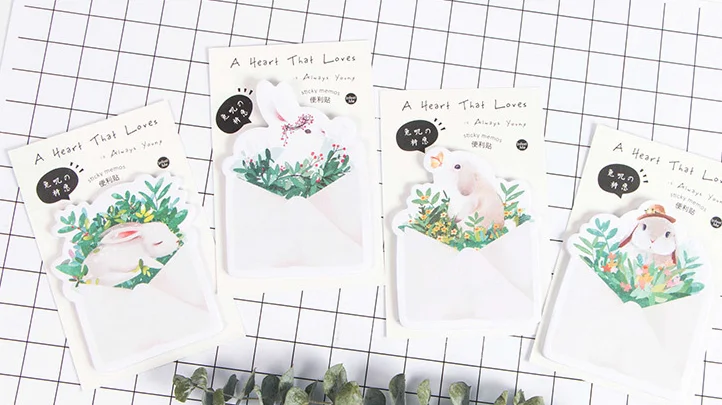 Липкий блокнот для заметок в виде кролика (1 упаковка) | Канцтовары офиса и дома